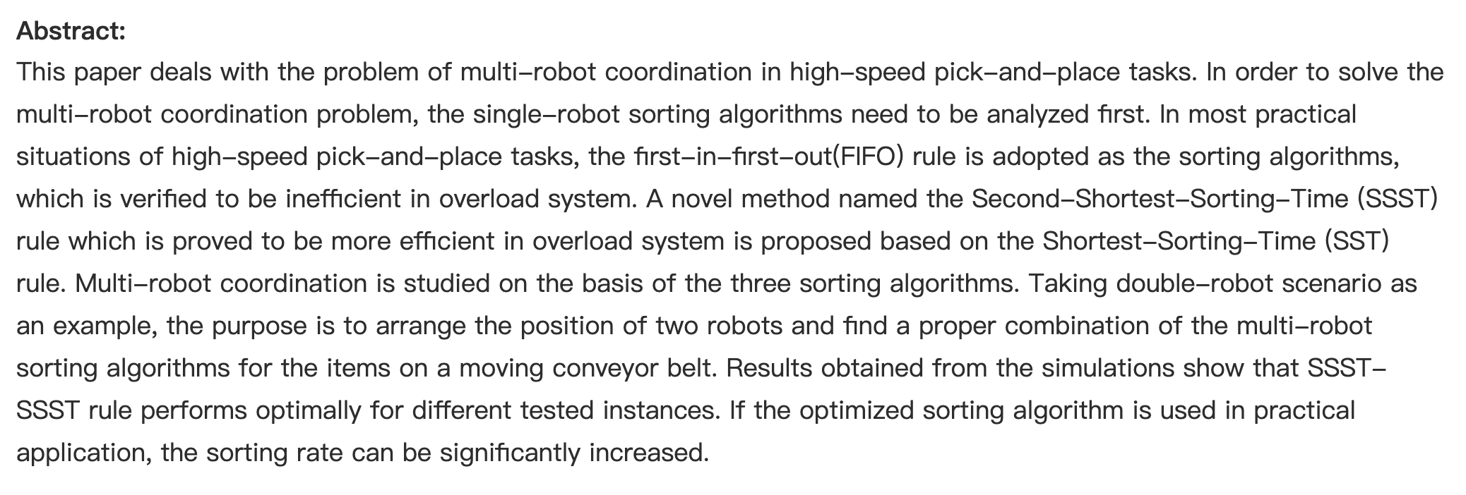 Multi-robot coordination for high-speed pick-and-place tasks